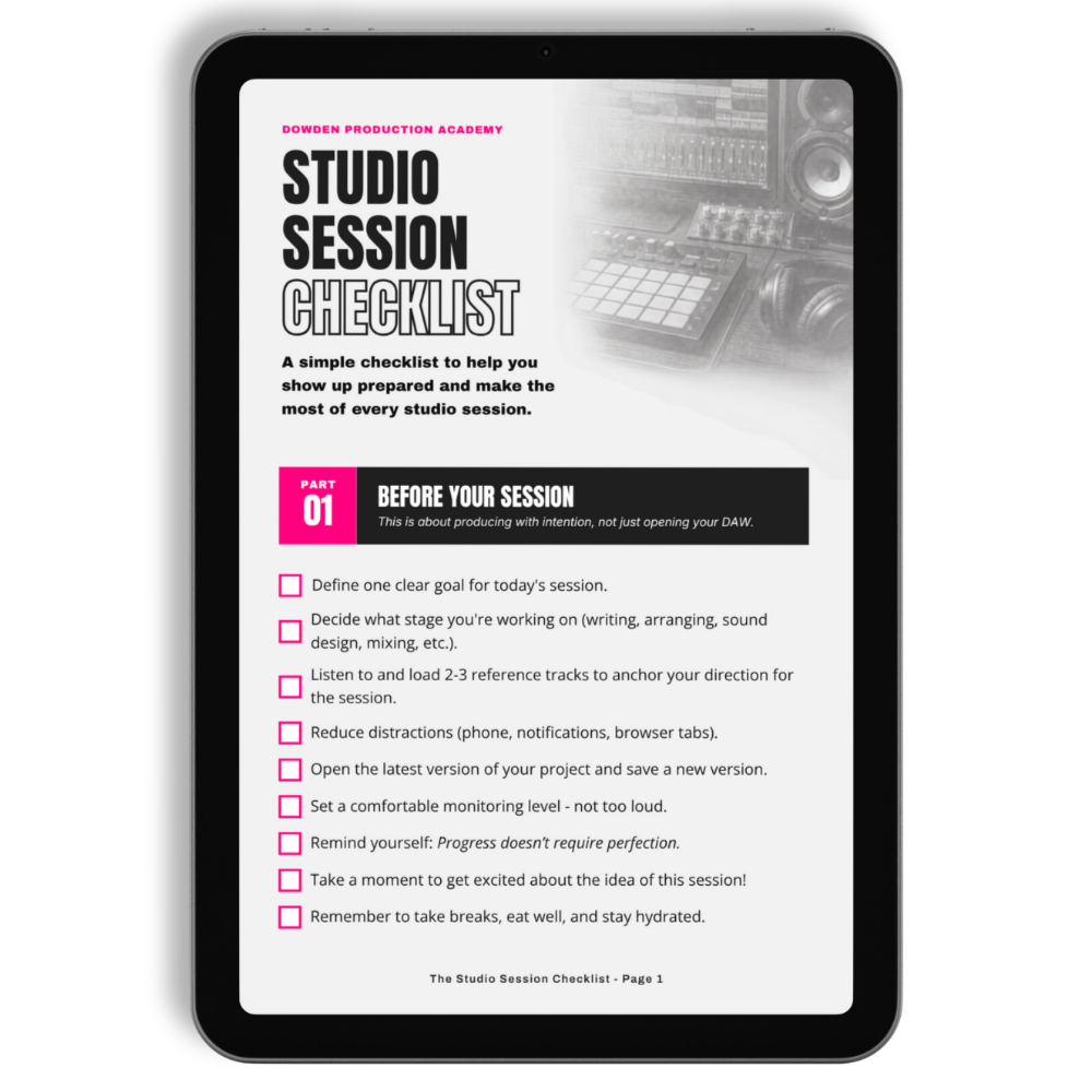 Studio Session Checklist Mockup